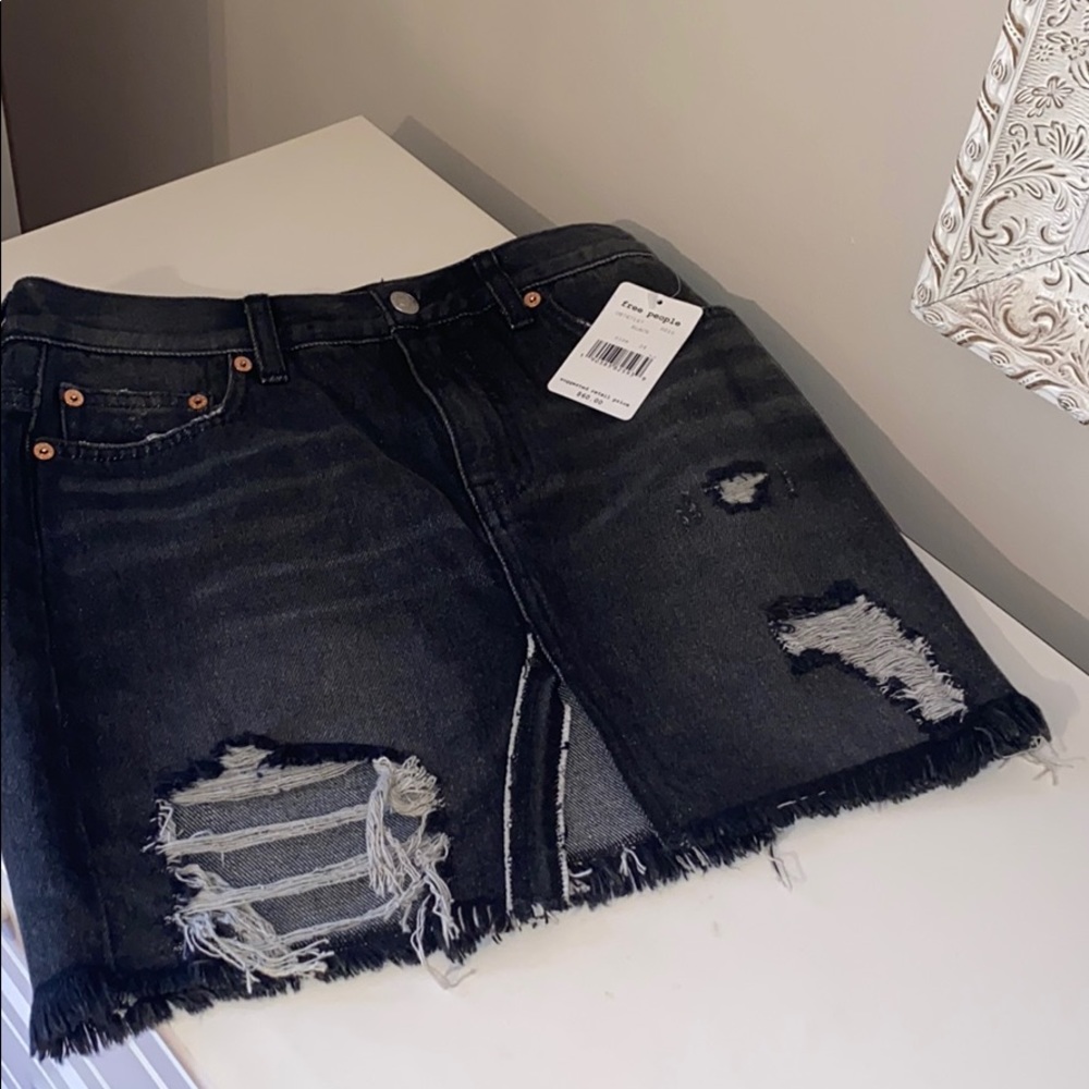 Free People Dark Grey  Distressed Skirt